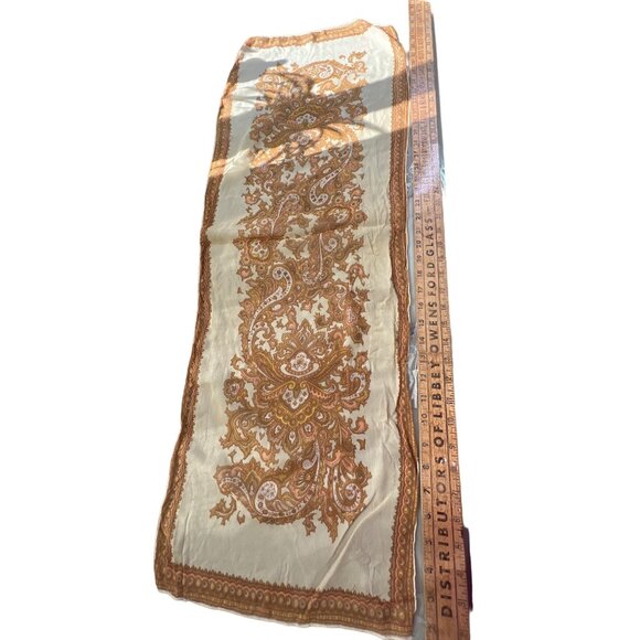 Vintage 70s Floral Paisley Rectangle Scarf Lightweight Neck Wrap Boho Retro - Picture 2 of 4